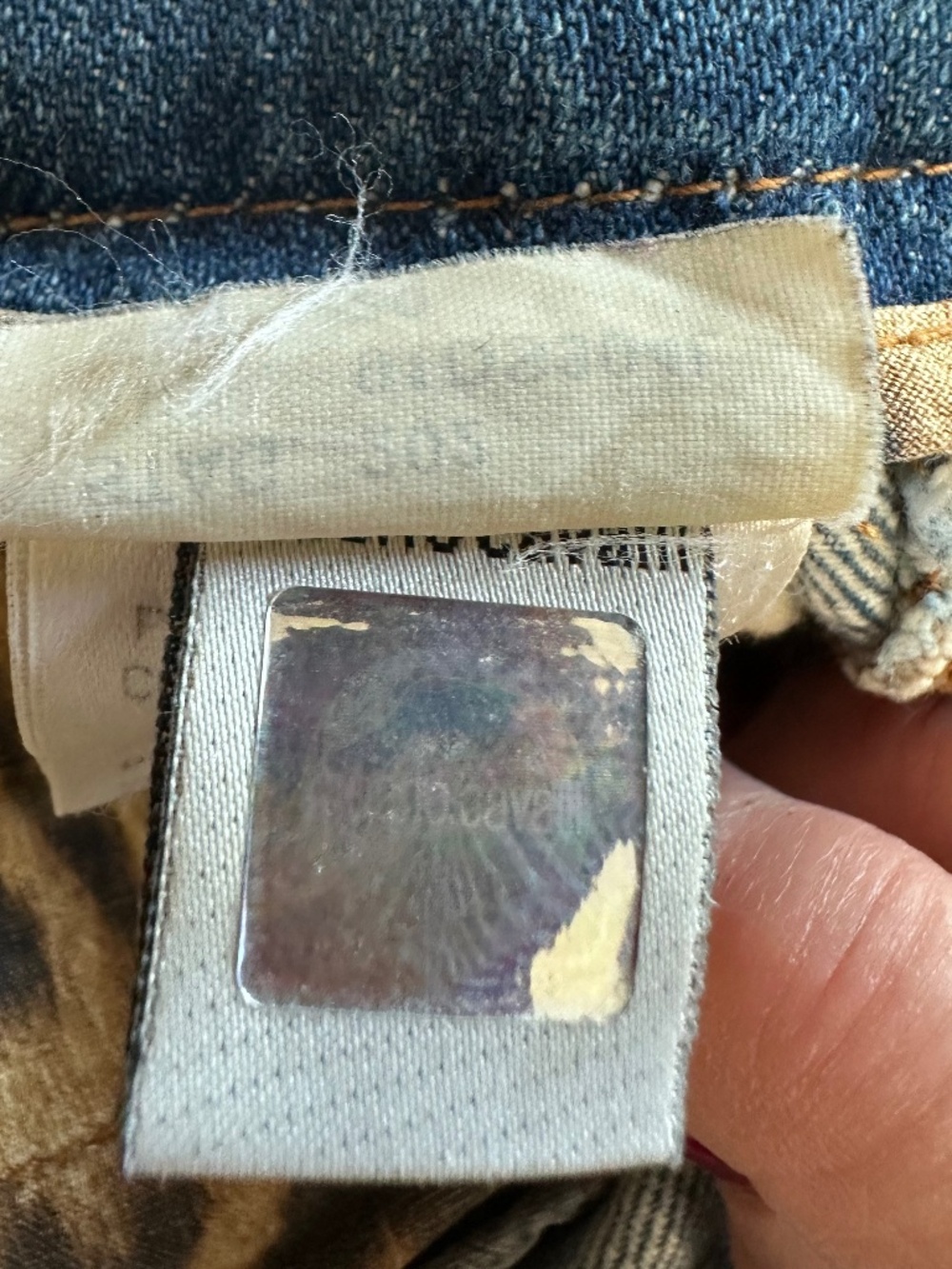 Vintage y2k Robert Cavalli Denim Mermaid Skirt with Leather Patch Detail - Picture 3 of 11